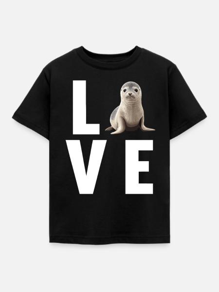 Robben Robbe - Kinder T-Shirt - Schwarz