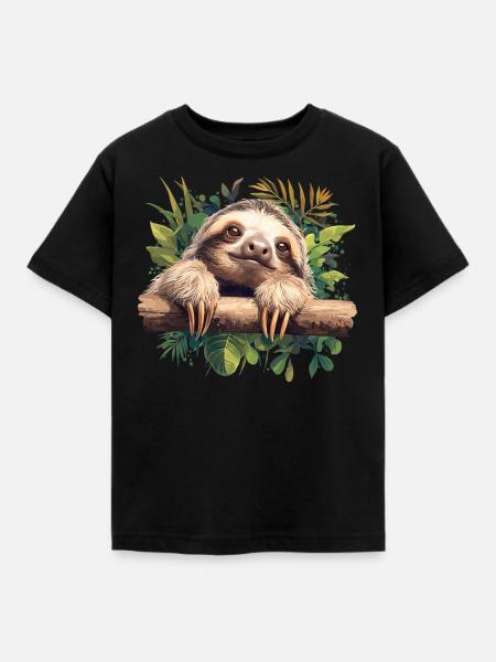 Faultiere Faultier - Kinder T-Shirt - Schwarz