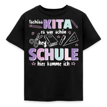 Kita Abschied Ich werde jetzt ein Schulkind - Kinder T-Shirt - Schwarz - Vorne - AI Model Kid Female (0cm)