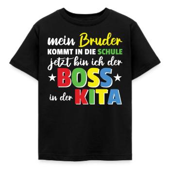 Mein Bruder kommt in die Schule - Kita - Kinder T-Shirt - Schwarz - Vorne - AI Model Kid Female (0cm)