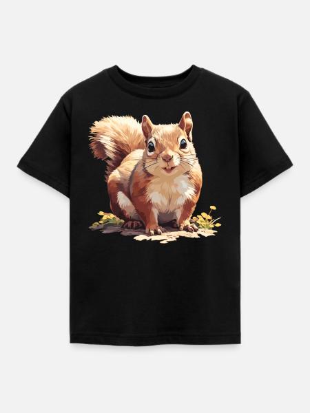 Eichhörnchen - Kinder T-Shirt - Schwarz