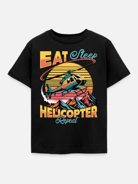 Helicopter funny Pilot - Kinder T-Shirt - Schwarz