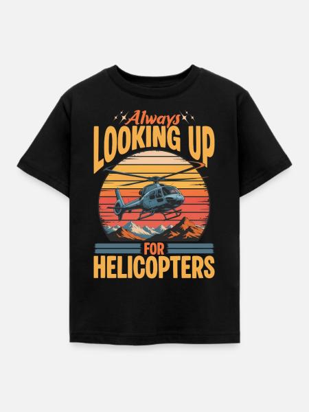 Helicopter funny Pilot - Kinder T-Shirt - Schwarz