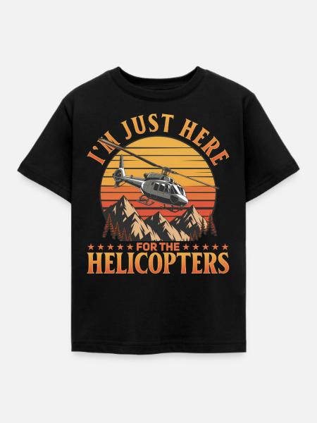 Helicopter funny Pilot - Kinder T-Shirt - Schwarz