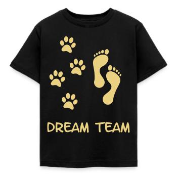 Ton chien et toi l’équipe de rêve. Chien ami - T-shirt Enfant - noir - Devant - AI Model Kid Female (0cm)