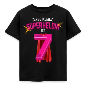 Superheldin 7 Jahre Alt - 7 Geburtstag - Kinder T-Shirt - Schwarz - Vorne - AI Model Kid Female (0cm)