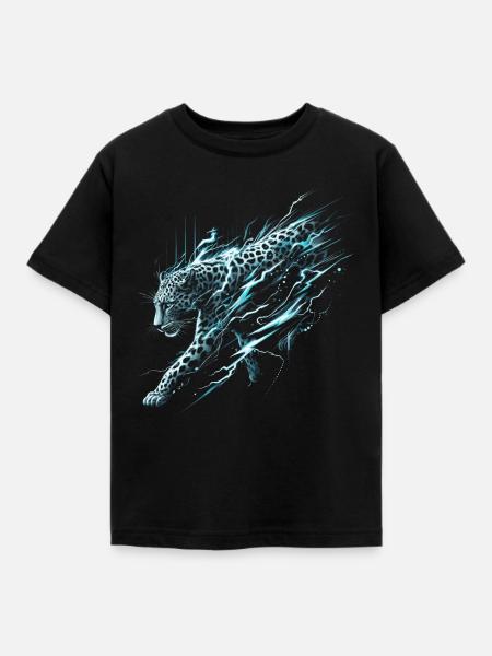 Leopard Lightning - Kinder T-Shirt - Schwarz