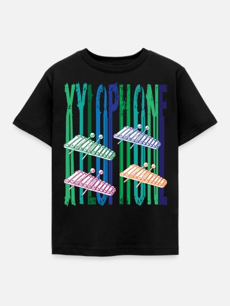Rainbow Xylophone - Kinder T-Shirt - Schwarz