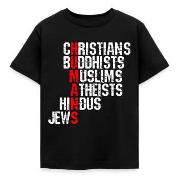 Humans - Religion Human Peace Love - Kids' T-Shirt - black - Front - AI Model Kid Female (0cm)