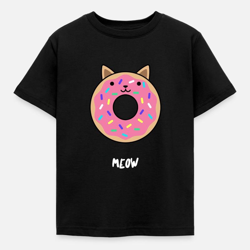 Funny Donutcat Cat Gift - Kinder T-Shirt - Schwarz