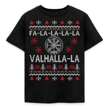 Le pull de Noël laid Vegisvisir Valhalla Vikings - T-shirt Enfant - noir - Devant - AI Model Kid Female (0cm)