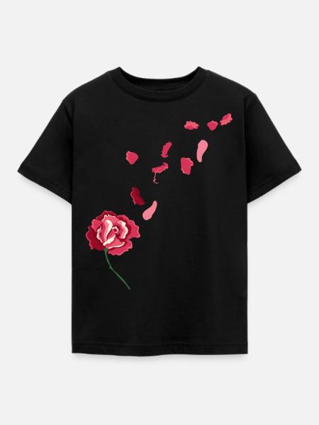 Rote Rose - Kinder T-Shirt - Schwarz