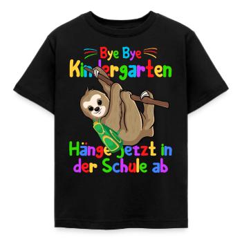 Einschulung Schulanfang Kindergarten Faultier - Kinder T-Shirt - Schwarz - Vorne - AI Model Kid Female (0cm)