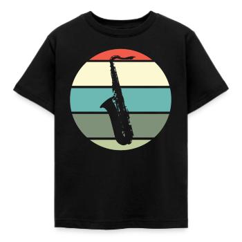 Saxofon Saxofonist Saxophon Blasorchester Retro - Kinder T-Shirt - Schwarz - Vorne - AI Model Kid Female (0cm)