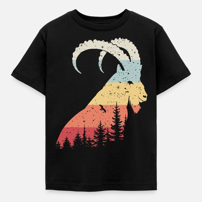 Steinbock - Kinder T-Shirt - Schwarz