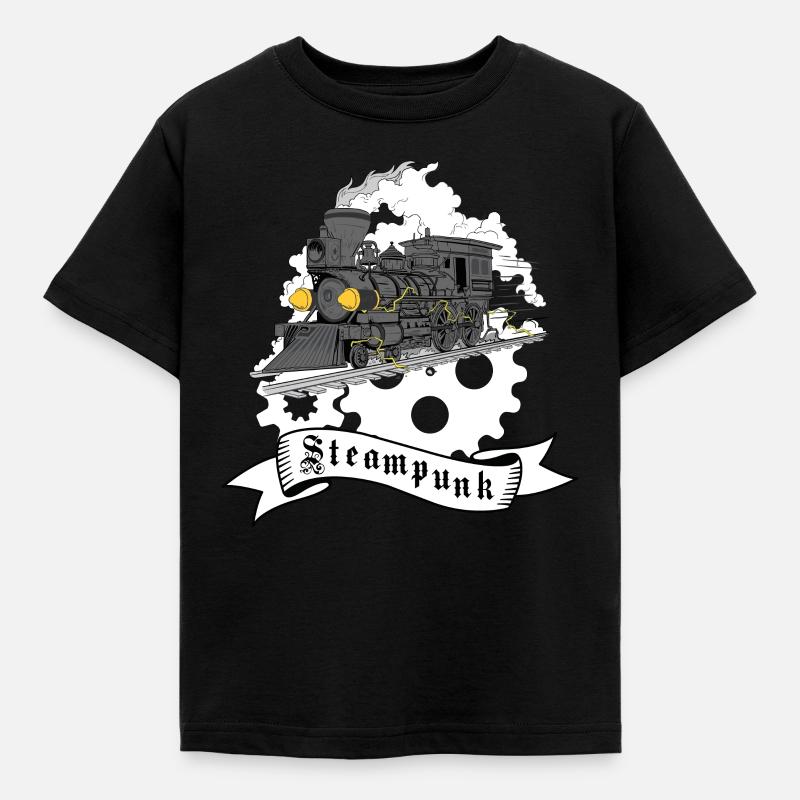 Dampf Zug Steampunk - Kinder T-Shirt - Schwarz