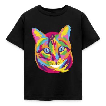 Chat drôle peinture d’animal de compagnie coloré miaou art animal - T-shirt Enfant - noir - Devant - AI Model Kid Female (0cm)