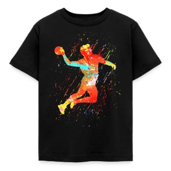Handballspieler Outfit Handball Sport Top Handball - Kinder T-Shirt - Schwarz - Vorne - AI Model Kid Female (0cm)