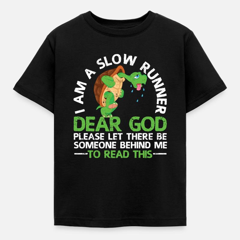 Ich bin ein langsamer Läufer Schildkröte Lustiger - Kinder T-Shirt - Schwarz