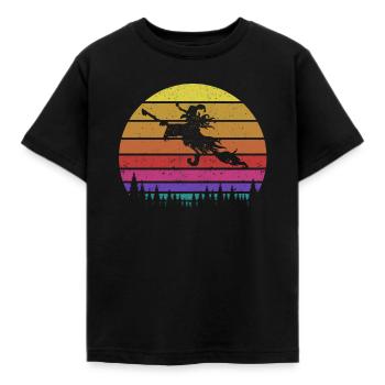 Balai Flying Witch Air Drôle de sorcières d’Halloween - T-shirt Enfant - noir - Devant - AI Model Kid Female (0cm)