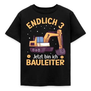 3. Geburtstag Junge Bagger Design Endlich 3 - Kinder T-Shirt - Schwarz - Vorne - AI Model Kid Female (0cm)