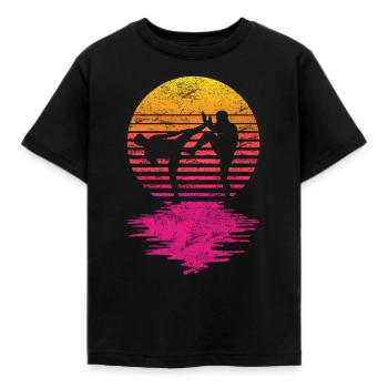 Muay Thai Vintage Retro Muay Thai Fighter Kickboxing - T-shirt Enfant - noir - Devant - AI Model Kid Female (0cm)