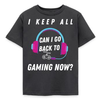 Kann ich zum Gaming-Abschlussgeschenk zurückkehren? - Kinder T-Shirt - Dunkelgrau - Vorne - AI Model Kid Female (0cm)