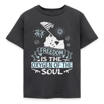 FREIHEIT IST DER SAUERSTOFF DER SEELE - Kinder T-Shirt - Dunkelgrau - Vorne - AI Model Kid Female (0cm)