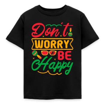 MACH DIR KEINE SORGEN, SEI GLÜCKLICH - Kinder T-Shirt - Schwarz - Vorne - AI Model Kid Female (0cm)