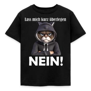 Schlecht Gelaunter Kater mit lustigem Spruch - Kinder T-Shirt - Schwarz - Vorne - AI Model Kid Female (0cm)