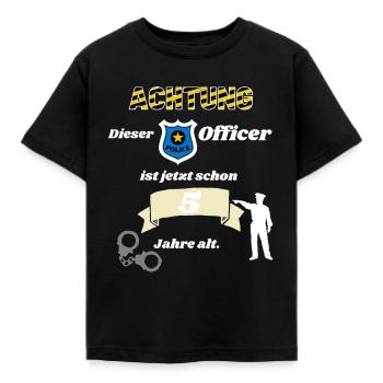 Polizei - 5. Geburtstag, für alle Polizeifans - Kinder T-Shirt - Schwarz - Vorne - AI Model Kid Female (0cm)