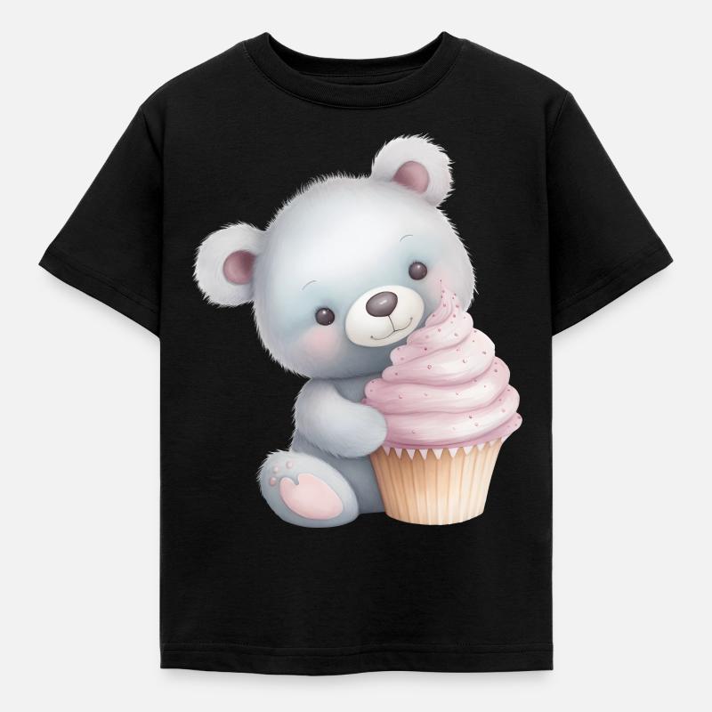 Teddy Bär Cupcake - Kinder T-Shirt - Schwarz