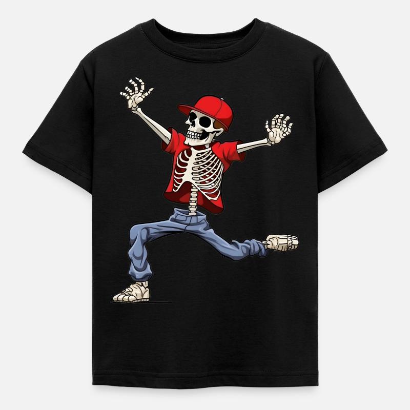Tanzendes Skelett Hip-Hop - Kinder T-Shirt - Schwarz