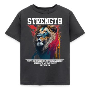 Lion's Strength Splash - Kinder T-Shirt - Dunkelgrau - Vorne - AI Model Kid Female (0cm)