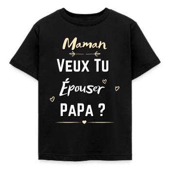 Maman veux tu épouser papa - demande mariage - T-shirt Enfant - noir - Devant - AI Model Kid Female (0cm)