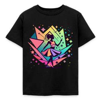 Lebendiger Tanz der Farben - Kinder T-Shirt - Schwarz - Vorne - AI Model Kid Female (0cm)
