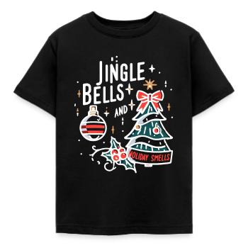 Jingle Bells and Holiday Smells - Kids' T-Shirt - black - Front - AI Model Kid Female (0cm)