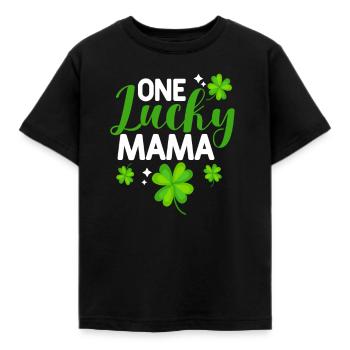 Eine glückliche Mama St. Patricks Day Kleeblätter - Kinder T-Shirt - Schwarz - Vorne - AI Model Kid Female (0cm)
