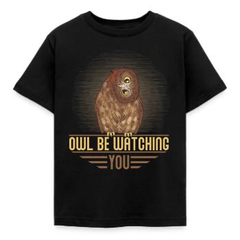 Chouette qui vous regarde. Oiseaux de nuit oiseau nocturne - T-shirt Enfant - noir - Devant - AI Model Kid Female (0cm)