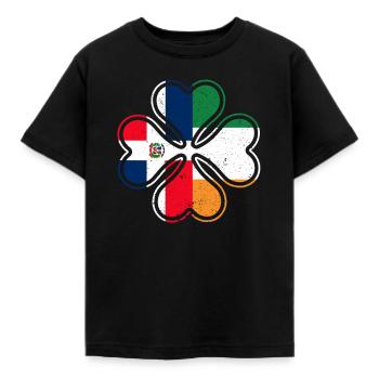 Drapeau dominicain irlandais trèfle d’Irlande - T-shirt Enfant - noir - Devant - AI Model Kid Female (0cm)