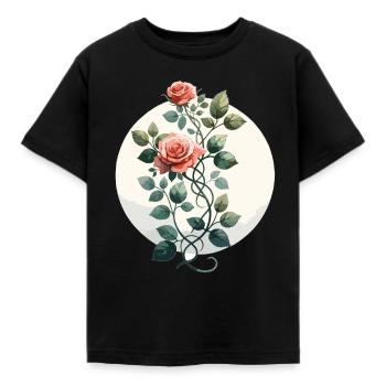 Vigne rose dessinée - T-shirt Enfant - noir - Devant - AI Model Kid Female (0cm)