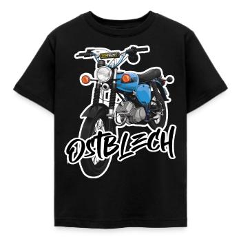 S51 (hellblau) // Illustration - Kinder T-Shirt - Schwarz - Vorne - AI Model Kid Female (0cm)