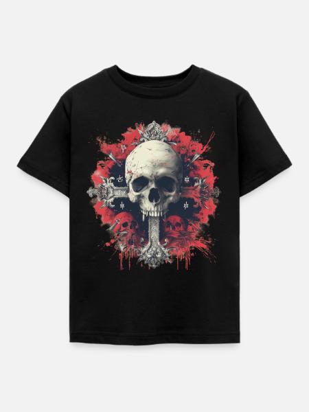 Skull Cross - Kinder T-Shirt - Schwarz