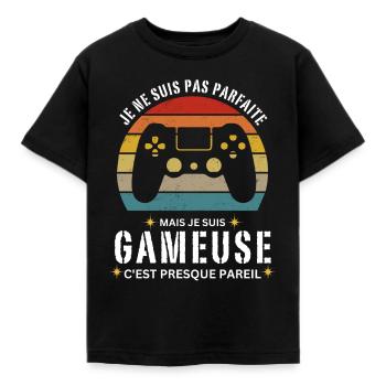 Gameuse Gaming Gamer Geek Jeux Vidéo Cadeau - T-shirt Enfant - noir - Devant - AI Model Kid Female (0cm)