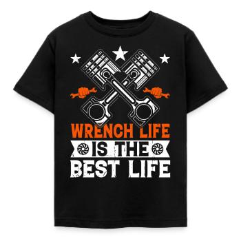 Schraubenschlüssel Kolben Motorsport - Kinder T-Shirt - Schwarz - Vorne - AI Model Kid Female (0cm)
