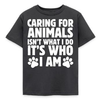Caring for Animals Is Who I Am - Kids' T-Shirt - dark grey - Front - AI Model Kid Female (0cm)