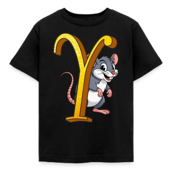 BUCHSTABE Y - Kinder T-Shirt - Schwarz - Vorne - AI Model Kid Female (0cm)