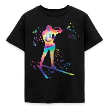 Biathlète Biathlon combiné nordique - T-shirt Enfant - noir - Devant - AI Model Kid Female (0cm)