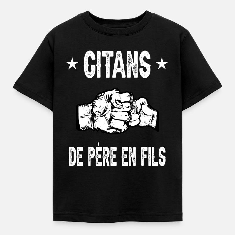 père et fils papa gitan - T-shirt Enfant - noir