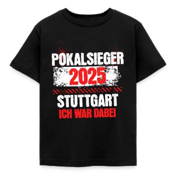Stuttgart Pokalsieger 2025 Fußballfieber - Kinder T-Shirt - Schwarz - Vorne - AI Model Kid Female (0cm)